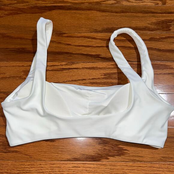 Aerie White Wide Scoop Neck Bikini Top Size Large - Picture 7 of 12